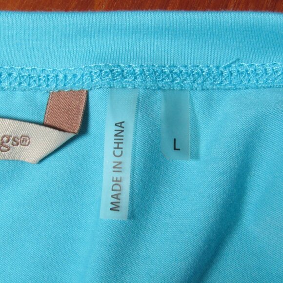 Soft Surroundings Aqua Blue Mini Dress Size L Drawstring Waist 3/4 Sleeve Womens - Picture 8 of 10